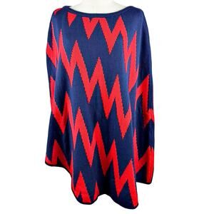 Emerson Street Red Blue Ole Miss Rebels Mississippi Poncho Cape Sz. S/M Peru NWT